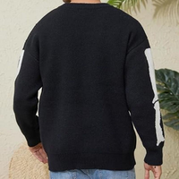 Pulls en acrylique 100% pour hommes, décontractés, d'hiver, à motif graphique surdimensionné, motif jacquard squelette, col rond, manches longues