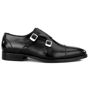 Hombre clásico vestido hecho a mano <span class=keywords><strong>Oxford</strong></span> doble hebilla de monje de cuero zapatos para hombres - Product Image 5