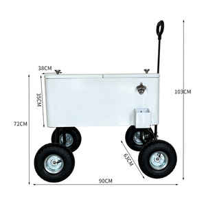 Enfriador <span class=keywords><strong>de</strong></span> Bebidas Metálico Vintage Tipo Carrito, Cubo <span class=keywords><strong>de</strong></span> Hielo <span class=keywords><strong>de</strong></span> Doble Capa, Enfriador <span class=keywords><strong>de</strong></span> <span class=keywords><strong>Cerveza</strong></span> <span class=keywords><strong>de</strong></span> Plástico con Ruedas - Product Image 5