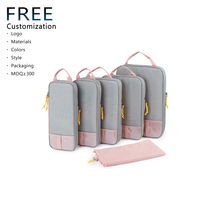 Ensemble de 6 cubes de compression pour bagages de voyage, organisateur de bagages personnalisé de luxe avec étiquette privée et sac à chaussures pour femmes