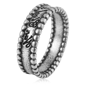 yunnique Men's <b>Titanium</b> Steel Letter <b>Ring</b> Stainless Steel Round Bead Design Retro Style Gift Jewelry FY280241 - Product Image 1