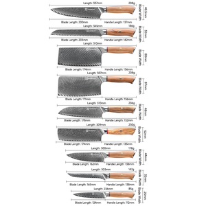 <span class=keywords><strong>Set</strong></span> <span class=keywords><strong>di</strong></span> 7 <span class=keywords><strong>coltelli</strong></span> in acciaio Damasco con manici in legno d'ulivo: Santoku, Nakiri, per pane, per sbucciare, <span class=keywords><strong>da</strong></span> chef - <span class=keywords><strong>Set</strong></span> professionale per la cucina - Product Image 4