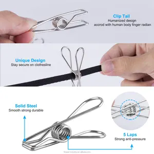 Tùy Chỉnh Quần Áo Chốt Mềm Grip 316 Thép Không Gỉ Xoắn Kẹp Quần Áo Mùa Xuân - Product Image 3