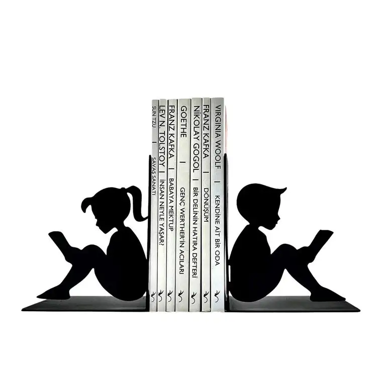 ブックエンド装飾ブックエンドメタルブラックヘビーデューティーマンブックエンド勉強的な読書ブックエンドベッドルームライブラリの本棚の装飾