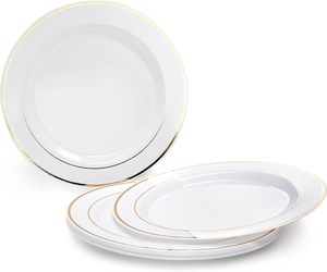 Assiettes de Présentation Modernes Écologiques en Verre à Bord Doré pour Mariages – Collection Complète - Product Image 2