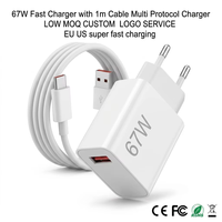 Chargeur rapide pour téléphone 67W avec câble USB de 1 m, kit multi-protocoles QC3.0, logo personnalisé, chargeur à protocole complet, charge rapide