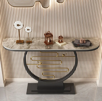 Table Console de luxe moderne noire avec meuble de base de table en acier inoxydable blanc ou or