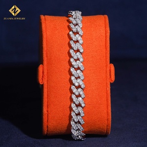 Lab Grown Diamond Bracelet Popular Cuban Chain Cuban Link Chain Necklace Bracelet <b>Men</b> Iced Out Diamond 925 - Product Image 2