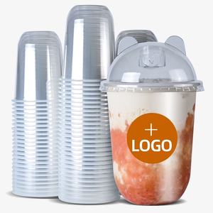 Offre Spéciale 16oz 500ml Bubble Boba Tea Pet Pp Cup Logo jetable imprimé Milk Shake clair 90 gobelets en <span class=keywords><strong>plastique</strong></span> de calibre avec couvercles en ours - Product Image 1