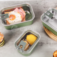Conteneurs alimentaires écologiques en gros d'usine, boîte à lunch en acier inoxydable anti-fuite avec couvercle facile à ouvrir