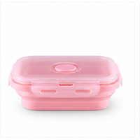 Boîte à lunch carrée moyenne pliable en silicone, compatible micro-ondes, avec couvercle verrouillable, pour la préparation des repas et les voyages (vente en gros)