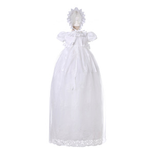 Vestido de Encaje de Verano para <span class=keywords><strong>Bautizo</strong></span> de Bebés Niñas - Vestido de Bautismo con Dobladillo Ancho y Traje de Primera Comunión con Gorro para Niñas - Product Image 2