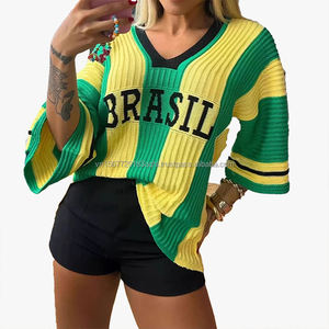 Nuevo Suéter Deportivo de Punto Holgado con Letras Estampadas, Estilo Jersey, Cuello Redondo, 100% Algodón, Personalizable, Venta al Por Mayor 2026 - Product Image 1