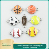 Vente en gros fabricant : Accessoires de pendentifs petits pour bracelets en alliage, motifs de ballons sportifs DIY, finition émail goutte d'huile, fabriqués en Chine, modèle DYE-23-7-27