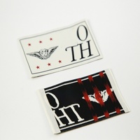 Étiquette tissée graphique personnalisée grande taille, patch vintage multicolore en jacquard à coudre pour veste en jean et streetwear