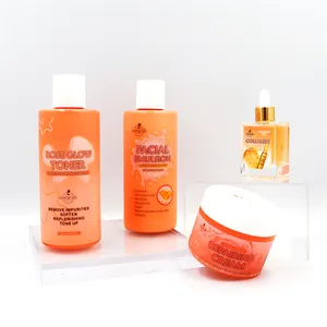 Cosmelab Supplier 4 In 1 Skincare Rose Glow Toner Facial Collagen Vitamin E Serum Moisturizing Lotion Hydrating Skin Care Set