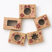 Boîte cadeau personnalisée en papier doré bordeaux avec fenêtre pour emballage de produits de Noël, vente en gros pour marques de produits de détail pour les fêtes