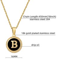 Collier en émail noir avec 26 lettres en or, pendentif personnalisé avec initiale, bijoux
