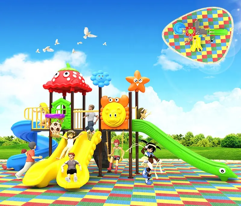 QiaoQiao सस्ते प्लास्टिक स्लाइड और स्विंग आउटडोर पार्क बच्चों आउटडोर खेल का मैदान उपकरण बच्चों के लिए स्लाइड