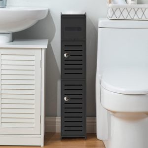 <span class=keywords><strong>Meuble</strong></span> d'angle de rangement noir <span class=keywords><strong>pour</strong></span> petits espaces, <span class=keywords><strong>meuble</strong></span> de salle de bain blanc, 2 portes, étagères, <span class=keywords><strong>meuble</strong></span> d'angle étroit sur pied, porte-<span class=keywords><strong>papier</strong></span> <span class=keywords><strong>toilette</strong></span> fin - Product Image 2