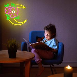 Flower Moon Letreros Neon LED dimmable USB powered ambient <b>light</b> store <b>window</b> decoration <b>light</b> street indicator <b>light</b> Customized - Product Image 4