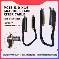 Kabel Riser PCIe 5.0 X16 GEN5 32GT/s 180 Derajat Berlapis Perak dengan Jalinan Kabel Ekstensi untuk GPU Server Komputer AI