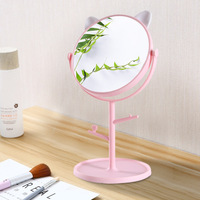 Miroir de Maquillage Rotatif HD pour Bureau avec Plateau de Rangement, Miroir de Princesse pour Table de Coiffure ou Dortoir Étudiant