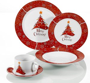 Set <span class=keywords><strong>da</strong></span> cena in ceramica <span class=keywords><strong>da</strong></span> 30 pezzi/<span class=keywords><strong>servizio</strong></span> di stoviglie per <span class=keywords><strong>6</strong></span> con Design natalizio - Product Image 1