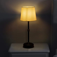 Lampe de bureau sans fil rechargeable moderne, commande tactile, variateur d'intensité, lampe de table LED, lampe de chevet en métal avec abat-jour en tissu