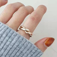 Bague Double doigt moderne en acier inoxydable plaqué or pour femme, Non ternie, vente en gros