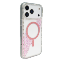 Coque de téléphone intégrale magnétique 360° en TPU+PC à paillettes diamantées pour iPhone 13-17 Pro Max et vente en gros
