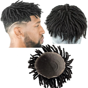 Perruque Afro Courte pour Hommes Américains, Dreads Naturels, Fausses Locks, Topper en Cheveux Indiens Remy, Dreadlocks, Toupees Africaines en Dentelle - Product Image 1