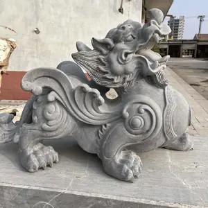 garden decoration stone blue limestone kylin tiger statues