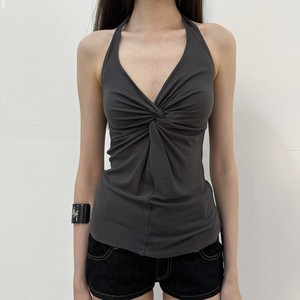 Haut Camisole à Col Halter TS-033 Vert avec Nœud au Dos – Blouse Femme Sans Manches pour Tous les Jours - Product Image 2