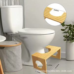 Bamboo <b>Foldable</b> Squat Toilet Stool For Elderly And Children With Non Slip Mat Height Increasing <b>Footstool</b> Home Use - Product Image 3
