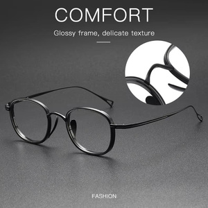 Monture <span class=keywords><strong>de</strong></span> <span class=keywords><strong>Lunettes</strong></span> Optiques <span class=keywords><strong>de</strong></span> Luxe Y2K en Titane Vintage <span class=keywords><strong>de</strong></span> Haute Qualité, Style <span class=keywords><strong>Vogue</strong></span>, Noires - Product Image 2