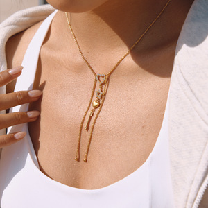 สร้อยคอจี้รูปหัวใจดาวลูกศร สแตนเลสสตีล 18K ดีไซน์หรูหรา สำหรับผู้หญิง ของขวัญแฟชั่น เครื่องประดับ - Product Image 3