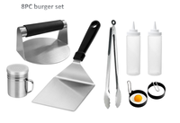 Kit de presse à smash burger 3/4/5/6 pièces, pour hamburgers, viande, steak, cuisson sur surface plane, grillades, plaque chauffante en acier inoxydable, accessoires pour plancha