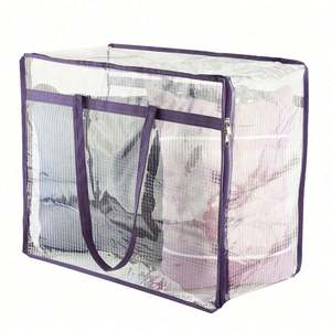 PVC <b>Mesh</b> Clear Clothes Storage <b>Bag</b> Organizer Transparent Moving Tote with Reinforced Handle Sturdy Zipper for Comforter Blanket - Product Image 2