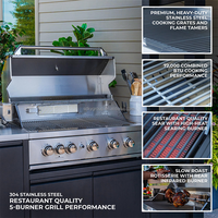 Îlot BBQ tout-en-un sur mesure en acier inoxydable SUS304, étanche, avec conception 3D gratuite en 48h, garantie 50 ans, moderne et modulaire pour l'extérieur