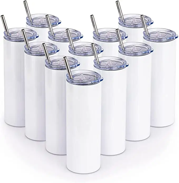 2022 New double wall stainless steel 20 oz straight shimmer sublimation tumblers with lids and straw