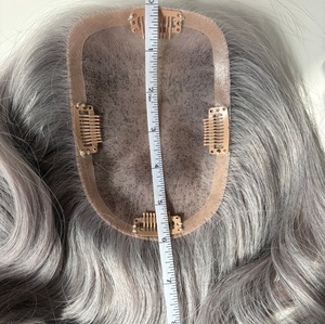 Topper capillaire léger et respirant 100% 120% pour la perte de <span class=keywords><strong>cheveux</strong></span>, avec base mono 4x6, pour usage quotidien, couleur <span class=keywords><strong>gris</strong></span> poivre et sel - Product Image 1