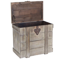 Coffre à trésor décoratif en bois Boîte à souvenirs pour cadeaux Coffre en bois décoratif rustique lavé blanc
