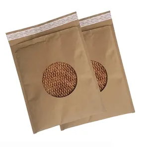 Enveloppe rembourrée en papier Kraft noir recyclé en nid d'abeille, approvisionnement Direct d'usine