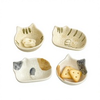 Plat à condiments en céramique de style japonais, mignon et de dessin animé, compatible micro-ondes, pour sauces de fondue et sauces soja/vinaigre