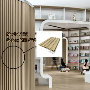 Factory Price Indoor Decor PVC Covering Coating Film Wall Cladding Fluted Board WPC Interior Decorative Background Slat Panel