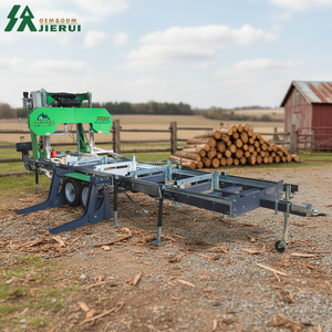 Aserradero de Cinta Horizontal Automático para Corte de Troncos, Máquina Cortadora de Madera con Motor Diésel, Aserradero Hidráulico Portátil con Remolque - Product Image 1