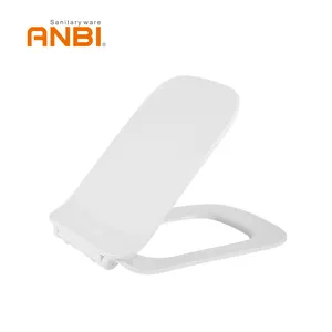 ANBI Rechteckiger Toiletten sitz Weiß Soft Close Schnellverschluss-Toiletten deckel bezug, weiße Toiletten sitze mit verstellbaren UF-Scharnieren