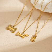 Collier avec pendentif chiot de style dessin animé personnalisé, en acier inoxydable, plaqué or 18 carats, bijoux imperméables pour fille