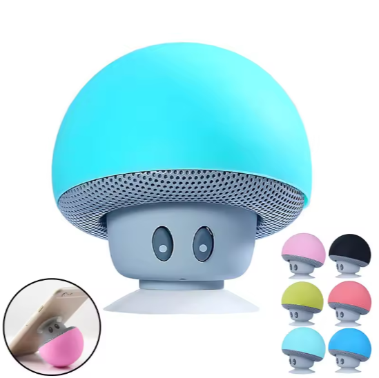 Mini Sucker Wireless Speaker Cute Mushroom Portable Waterproof Sound Subwoofer for Home Travel Shower Bathroom Suction Speakers